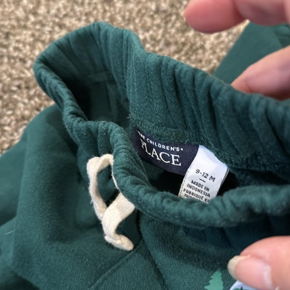 The Childrens Place Baby Boy Winter Train Jeep Green Joggers Shirt Outfit Set - Picture 7 of 16